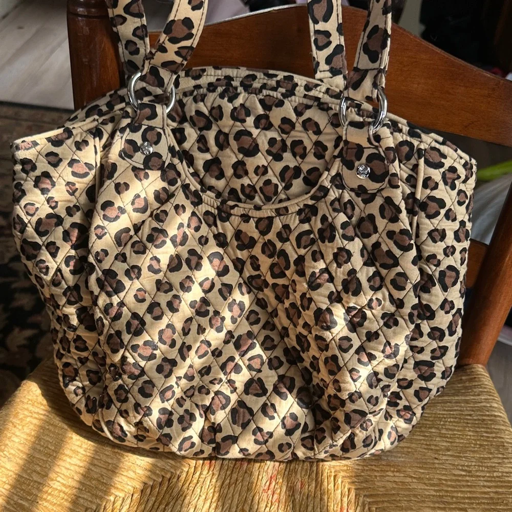 Vera Bradley Quilted Leopard-Print Shoulder Bag - Beige & Brown - Picture 3 of 8